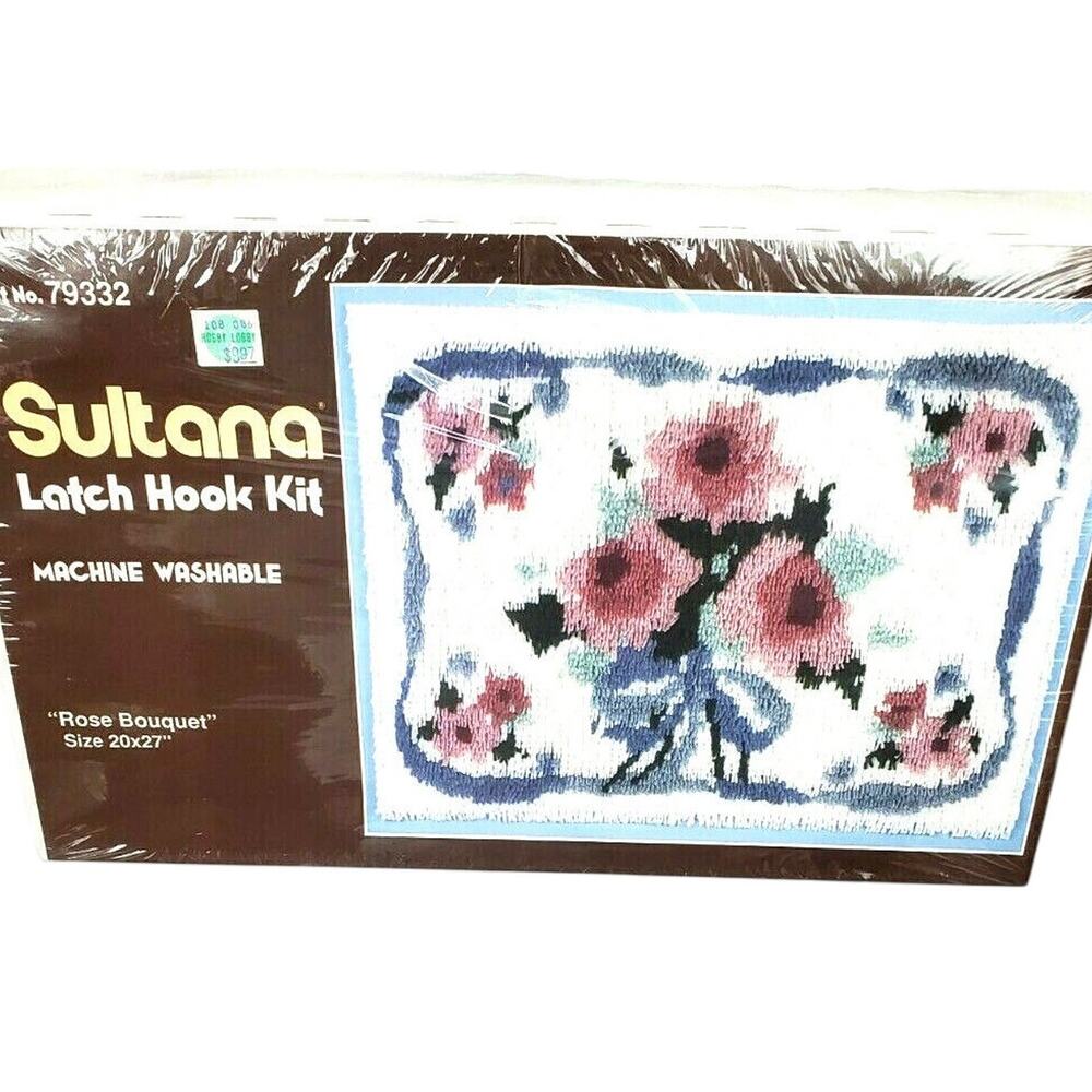 Vintage Sultana Latch Hook Kit Yarn Rug Rose Bouquet 20 X 27” New Sealed 79332